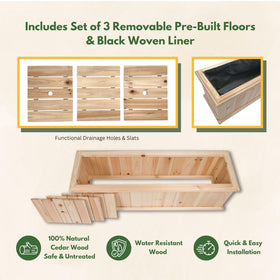 Shine Company premium cedar raised garden bed close-up wood texture, durable kiln-dried cedar material.