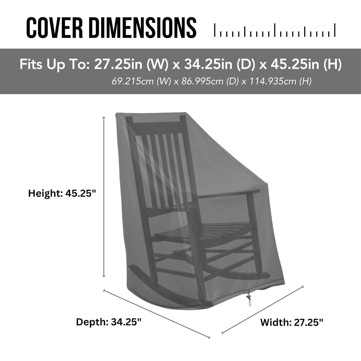 Shine Company weatherproof rocking chair cover toggle closure demonstrates secure fit