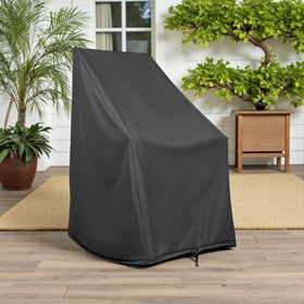 Shine Company weatherproof rocking chair cover side view provides full outdoor protection.
