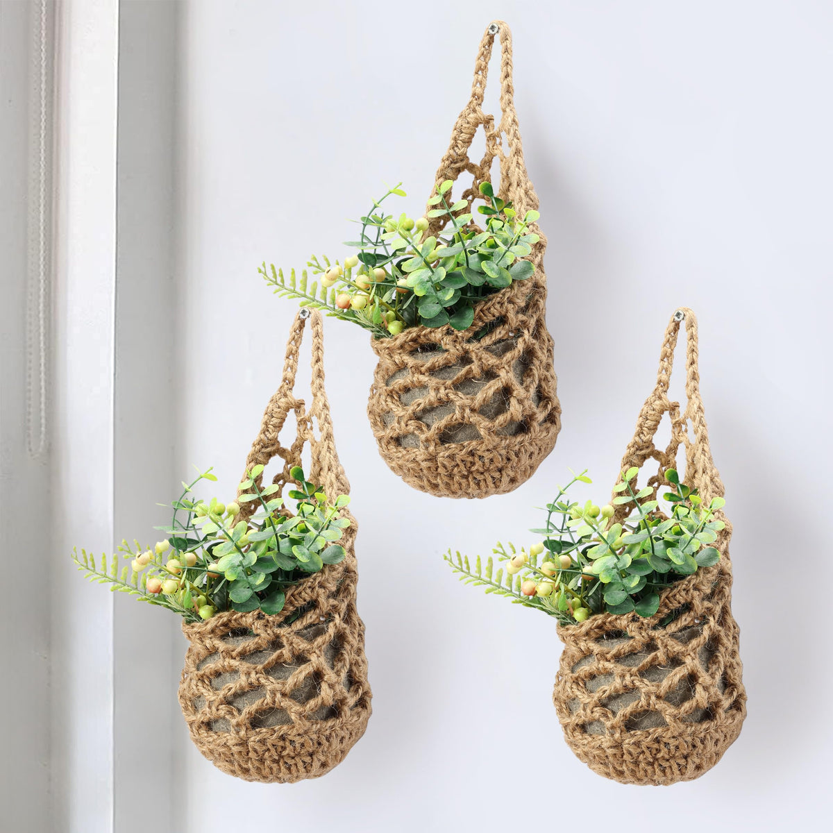 Shineloha 3-pack hanging planter for 4 inch pots on wall