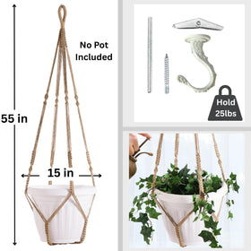 Shineloha clean-design planter hanger without tassels for modern spaces.