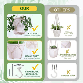 Shineloha handmade macrame adds intricate texture and craft to your plant setup.