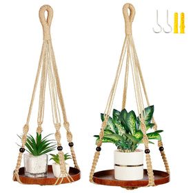 Shineloha macrame plant hanger with 41-inch shelf for dramatic indoor plant displays