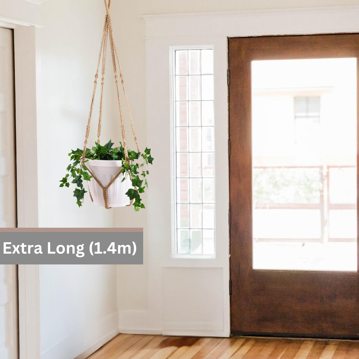 Shineloha macrame planter hanger with swag hook for versatile wall or ceiling mounting.