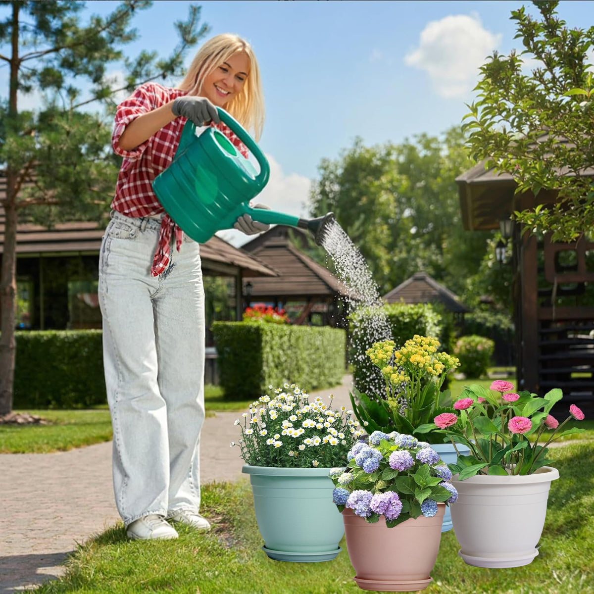 Shineloha planter suitable for indoor and outdoor use with drainage efficiency