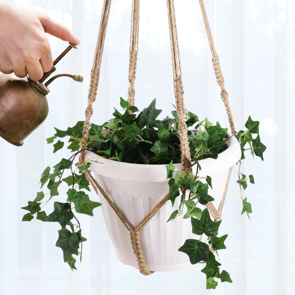 Shineloha XXL 15inch pot hanger highlighting secure display for large indoor plants.