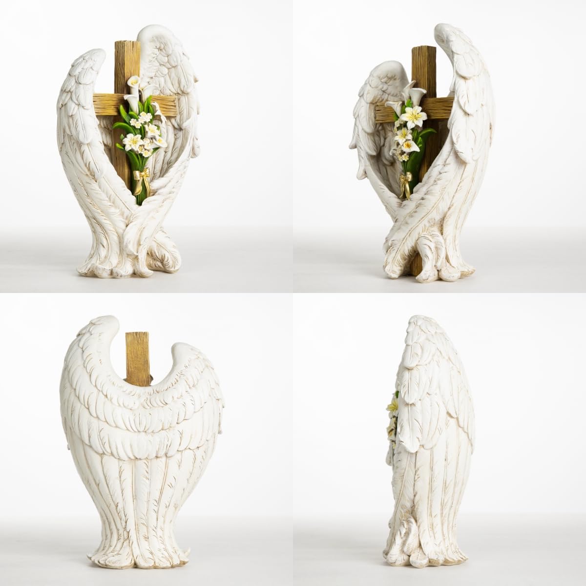 ShineOnAngel cross with calla lilies, a symbol of purity, perfect for peaceful corners.