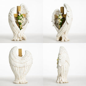 ShineOnAngel cross with calla lilies, a symbol of purity, perfect for peaceful corners.