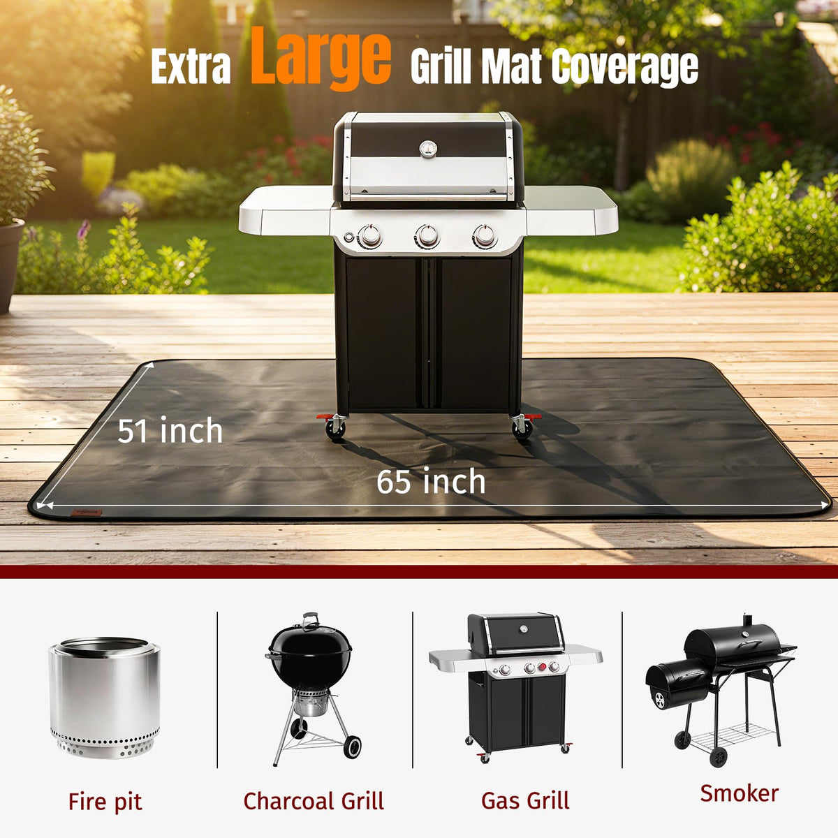 SHINESTAR deck-protector 65x51 shields surfaces from heat and stains.