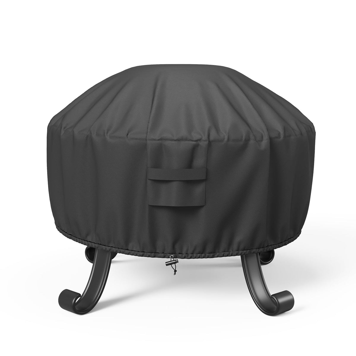 SHINESTAR round fire pit cover for a 36-inch pit shields against rain and sun.