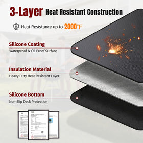 SHINESTAR fireproof-mat provides waterproof, grease-proof outdoor grilling surface.