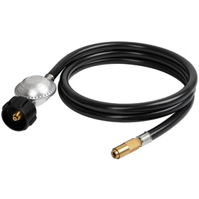 SHINESTAR propane adapter hose connected to Blackstone 17-inch tabletop griddle for steady cooking.