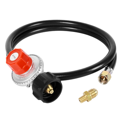 SHINESTAR propane regulator with red knob enables precise 0-20 psi flame control