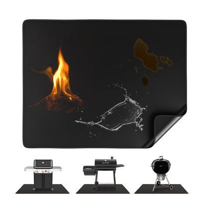 SHINESTAR under-grill-mat protects deck from embers and spills during cookouts.