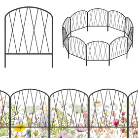 Shinoske decorative garden fence panel close-up shows black rust-proof finish.