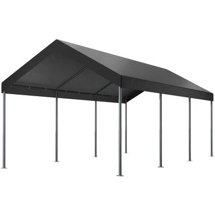Shintenchi 10x20ft carport front view protecting vehicles from sun and weather