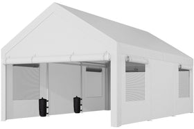 Shintenchi 12x20 carport exterior view showing spacious shelter for vehicle protection from sun and rain