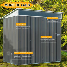 Shintenchi shed lockable door close-up shows secure tool storage.