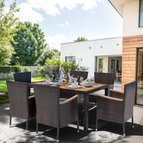 Shintenchi 7-piece dining set packaging in multiple boxes ensures safe delivery.