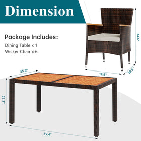 Shintenchi 7-piece dining set steel frame demonstrates sturdy outdoor construction.