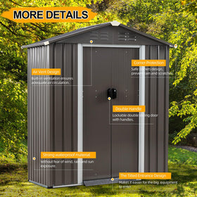 Shintenchi all-weather shed resists rust and weather, protecting gear in any season.