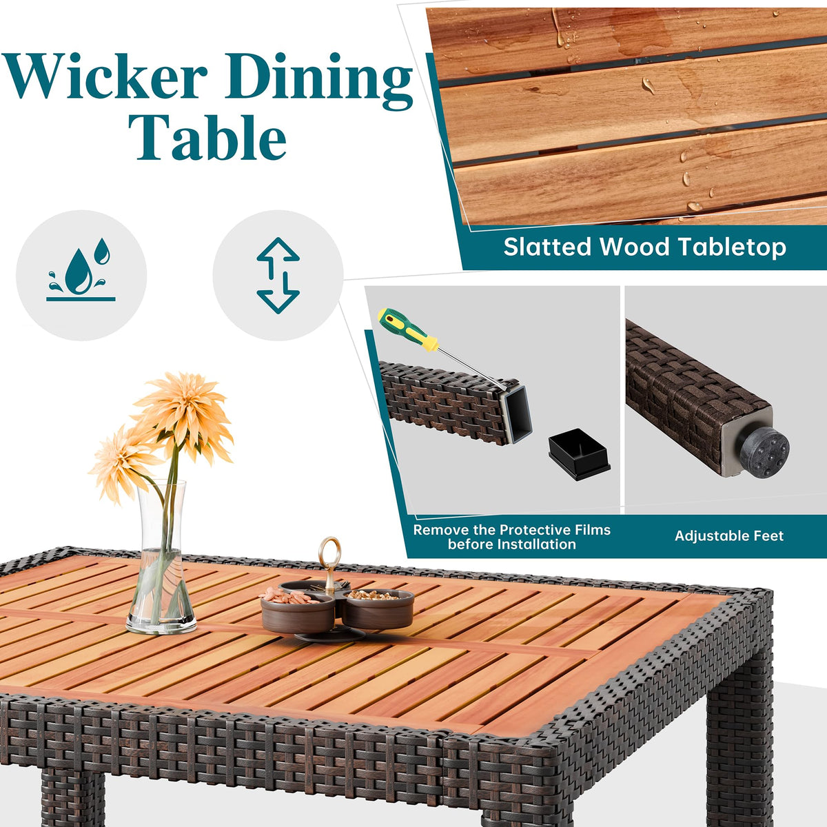Shintenchi all weather wicker with steel frame for durability year round