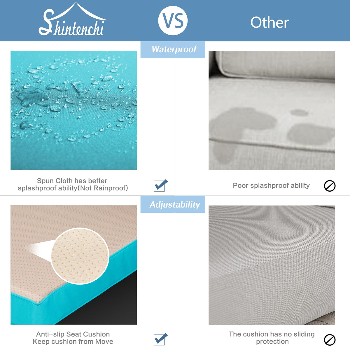 Shintenchi blue cushions layout enhances comfort and quick reconfiguration.
