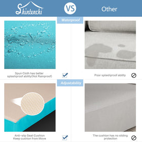 Shintenchi blue cushions layout enhances comfort and quick reconfiguration.