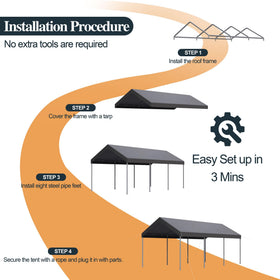 Shintenchi carport assembly instruction and tool-free setup