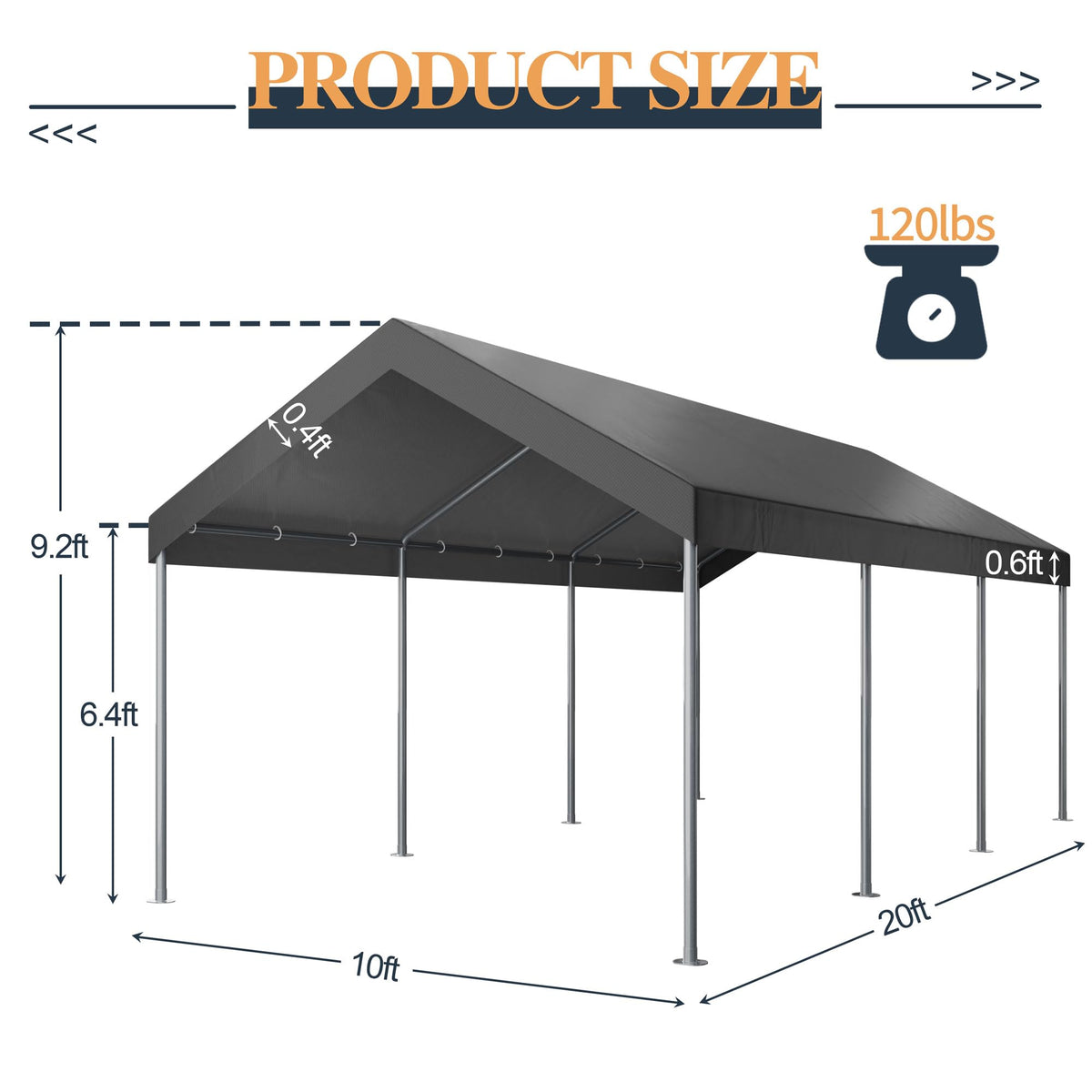 Shintenchi carport frame close-up highlighting sturdy galvanized steel construction