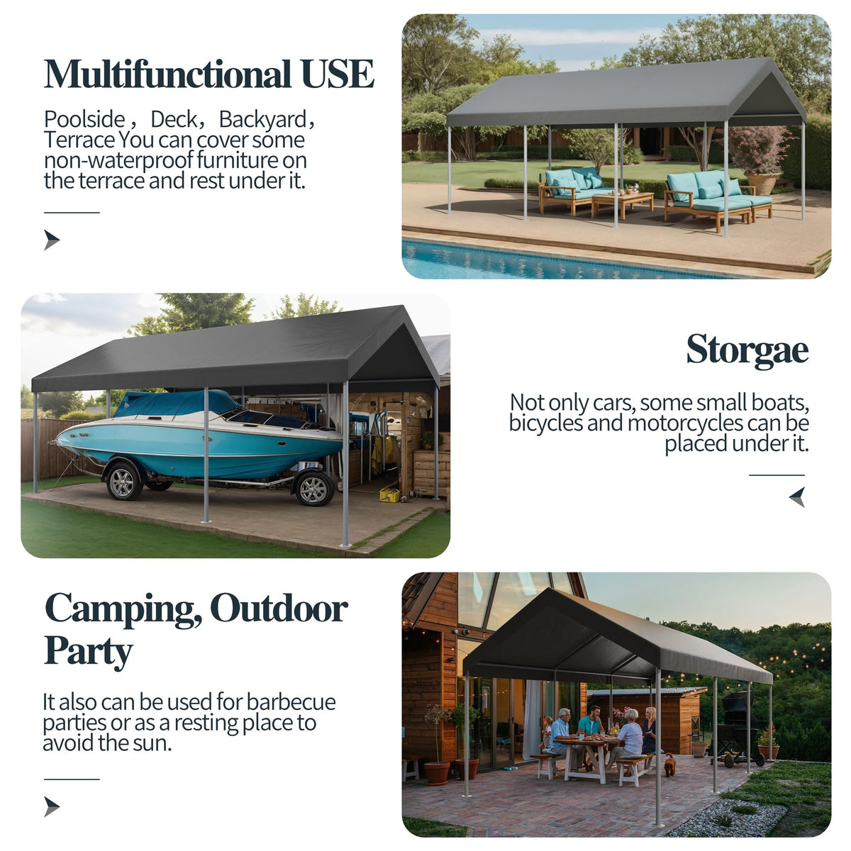 Shintenchi carport used as outdoor storage and bike shelter