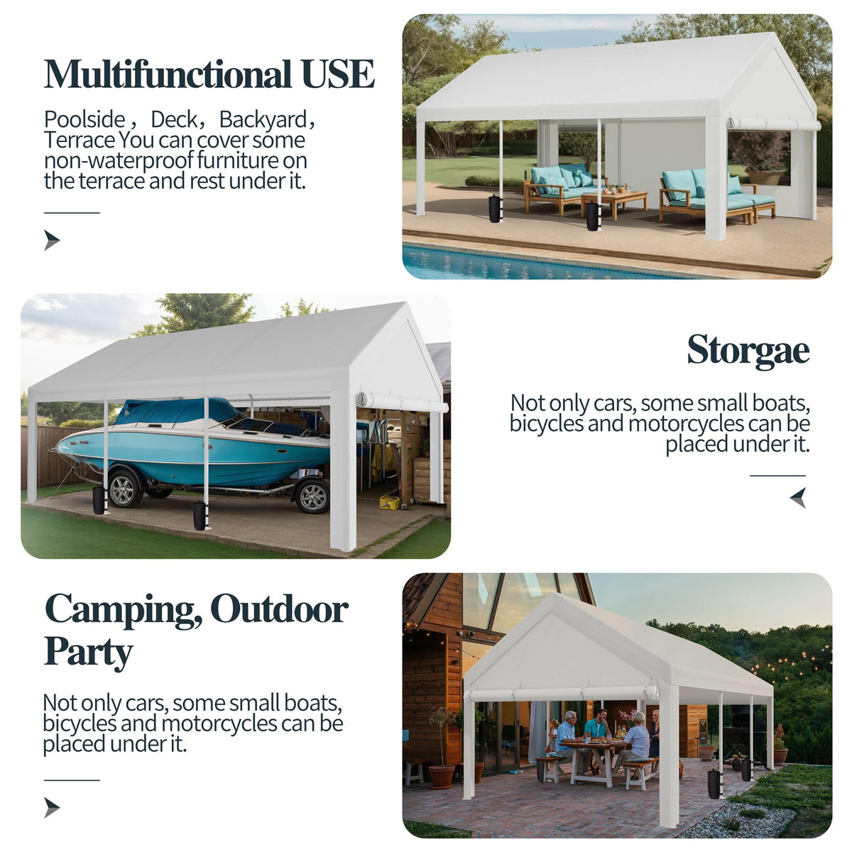 Shintenchi UV‑resistant canopy protecting vehicles from sun and light rain