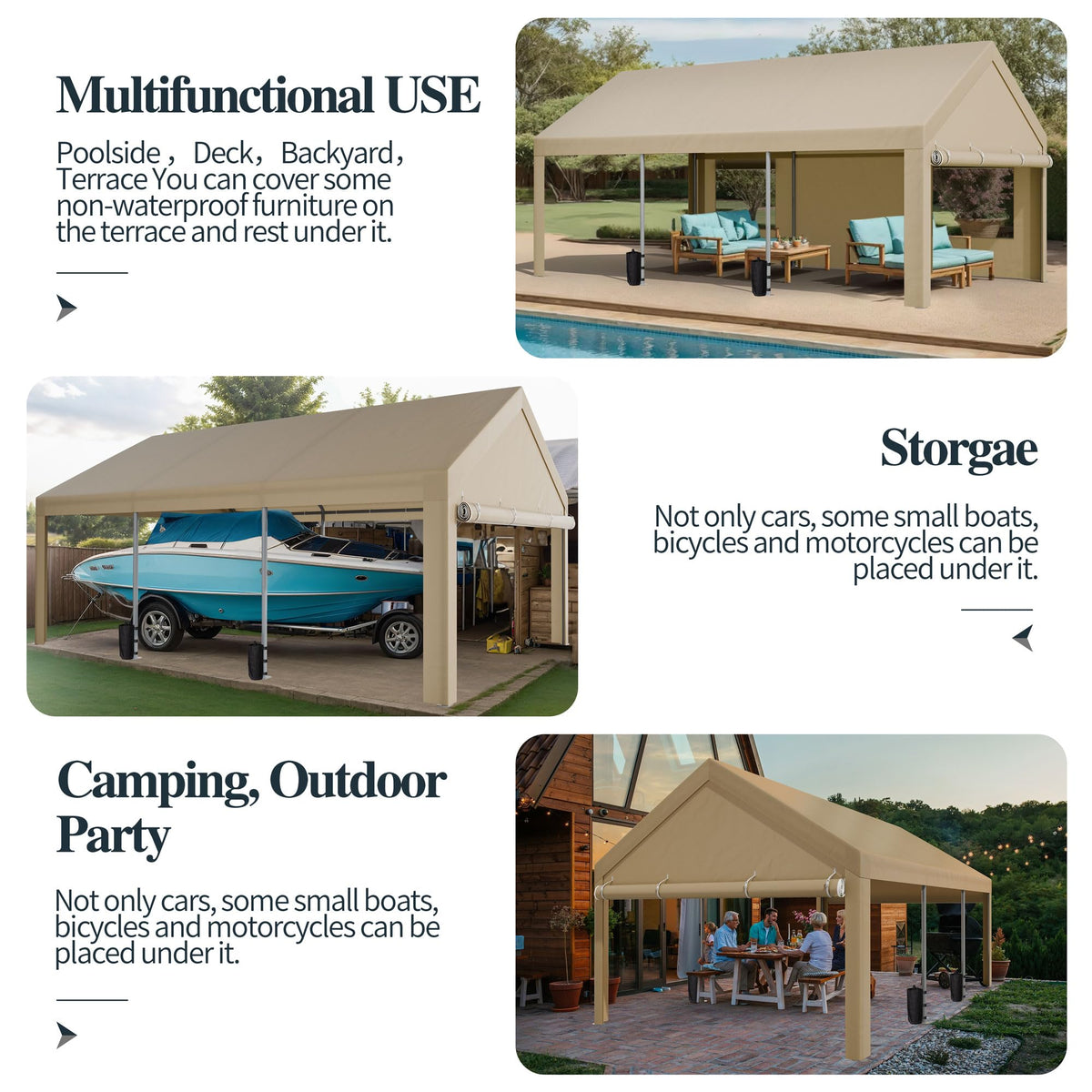 Shintenchi waterproof canopy shields from dust and rain.