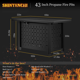 Shintenchi 50k BTU flame for powerful outdoor warmth on cool evenings.