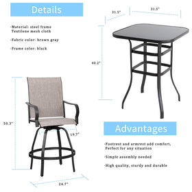 Shintenchi glass-top outdoor dining table with tempered glass and steel frame.