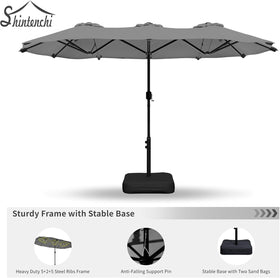Shintenchi gray outdoor canopy features premium fabric and UV protection for lasting shade.