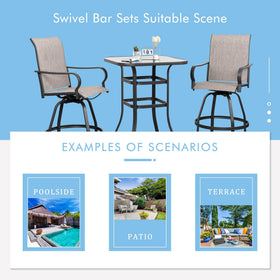 Shintenchi outdoor bar stools with ergonomic backrest for comfortable seating.