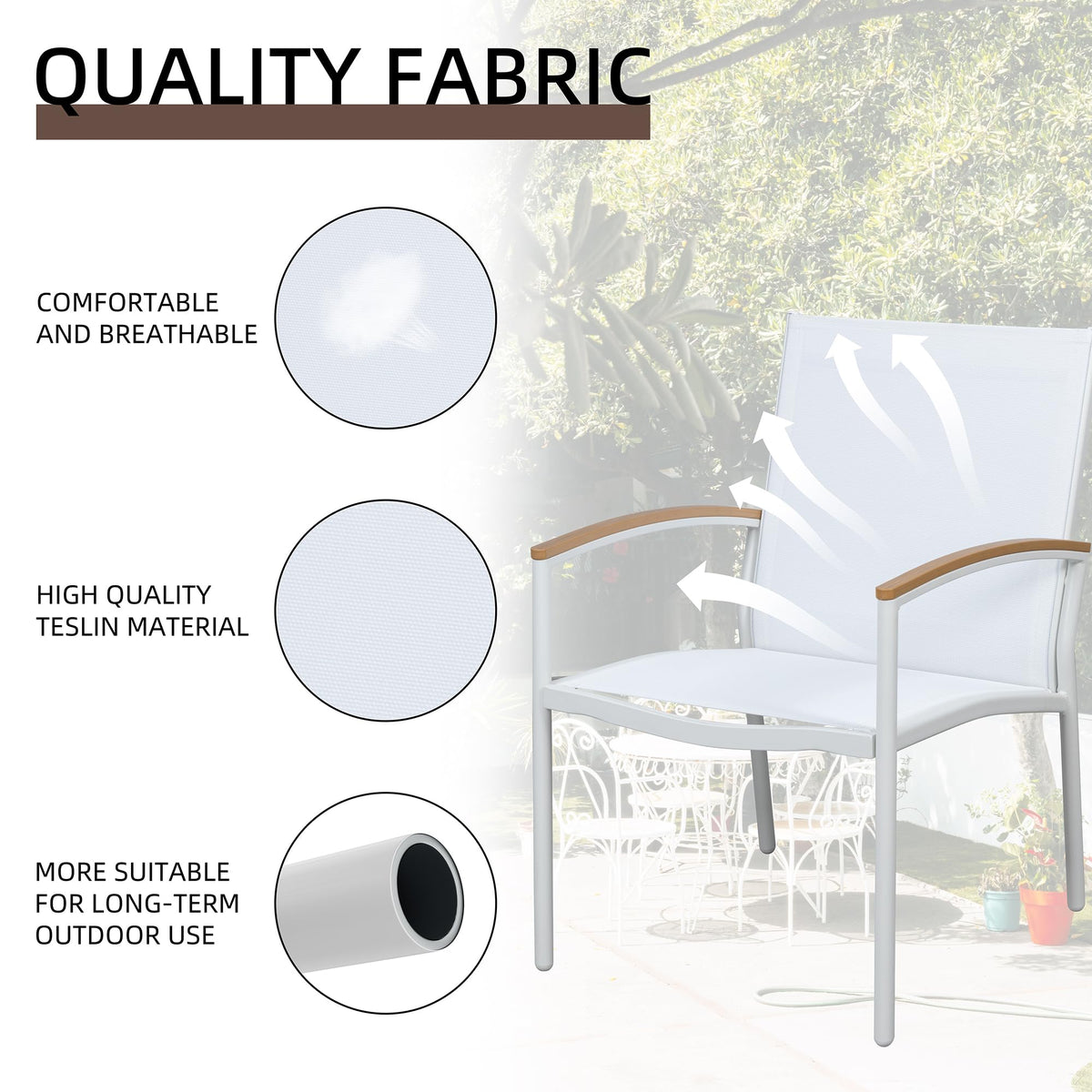 Shintenchi bistro set glass table shows easy-clean tempered surface for outdoor dining