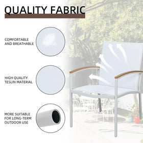 Shintenchi bistro set glass table shows easy-clean tempered surface for outdoor dining