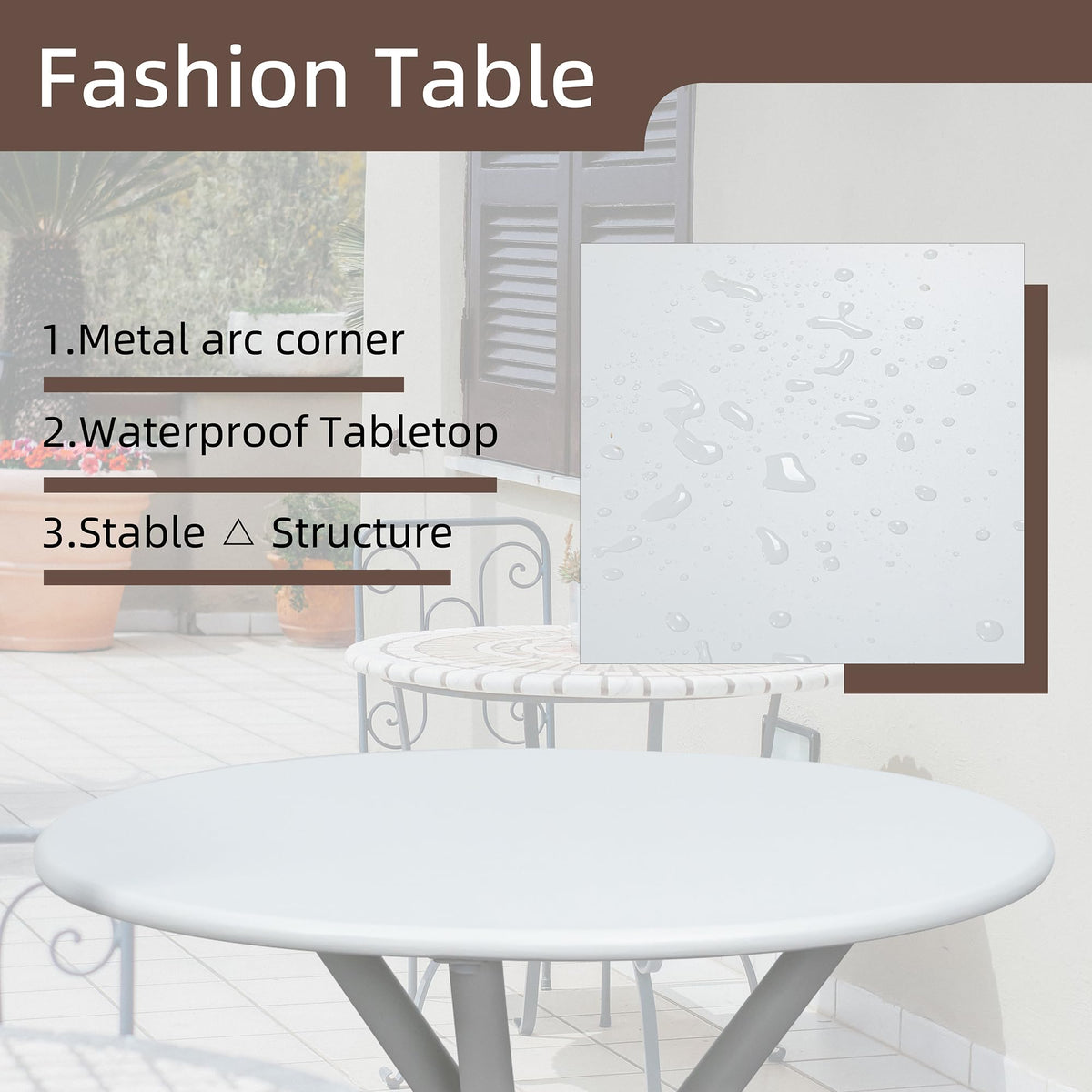 Shintenchi 3-piece bistro set designed for balcony or poolside relaxation