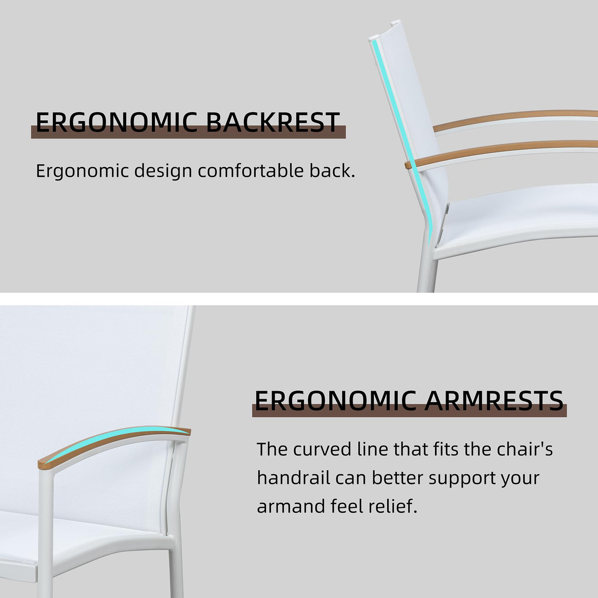 Shintenchi bistro set textilene seat emphasizes breathable comfort on warm days