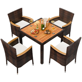 Shintenchi patio dining table with wood top for sturdy outdoor meals