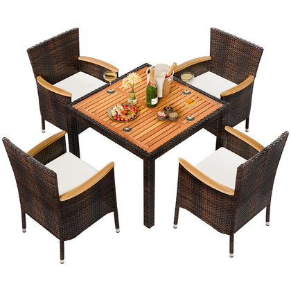 Shintenchi patio dining table with wood top for sturdy outdoor meals