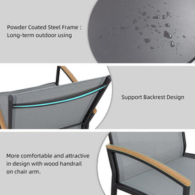 Shintenchi patio table with tempered glass top, easy to wipe clean