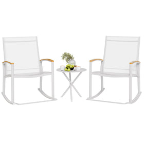 Shintenchi rocking bistro set on a white porch for relaxed afternoons
