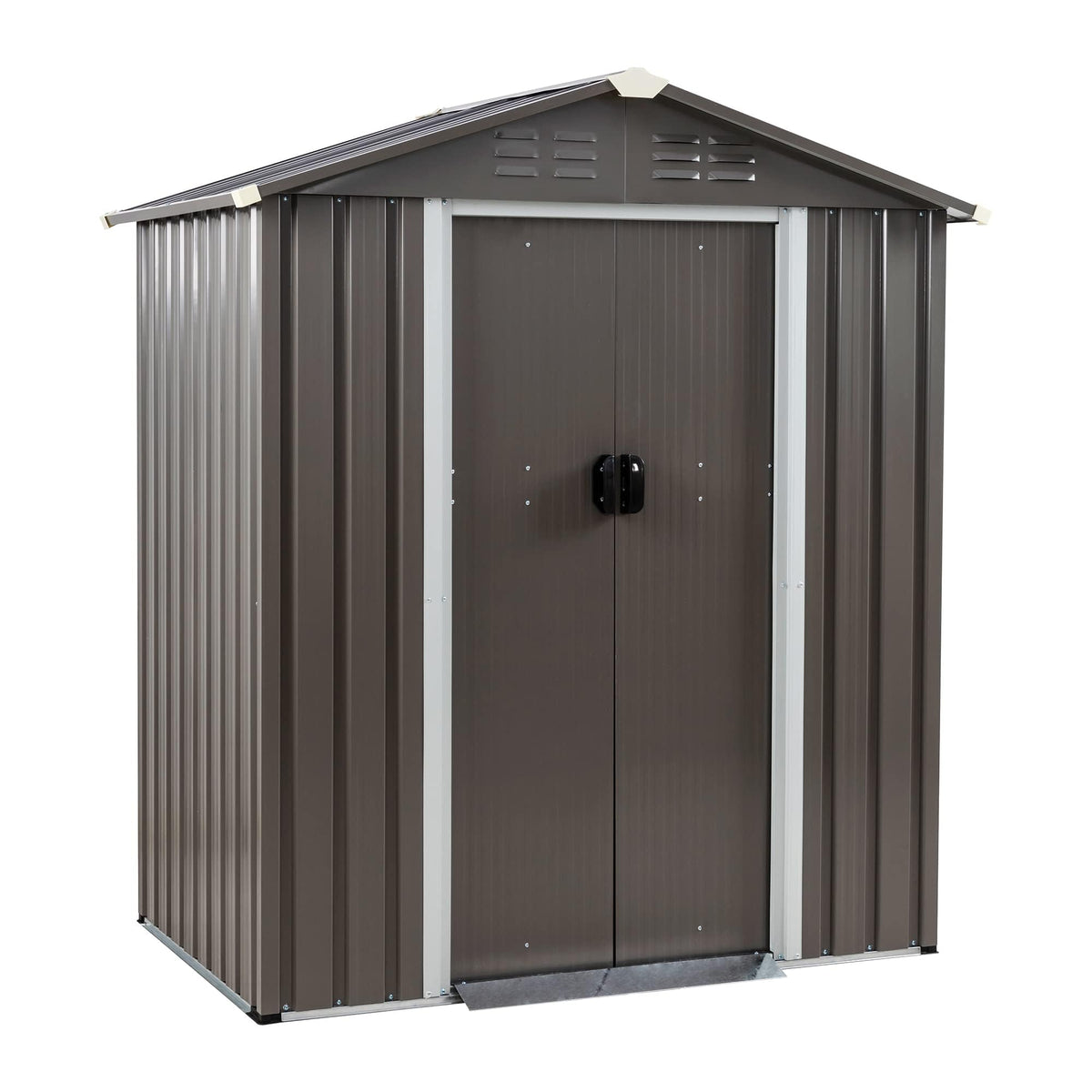 Shintenchi lockable outdoor storage shed secures tools for safety and peace of mind.