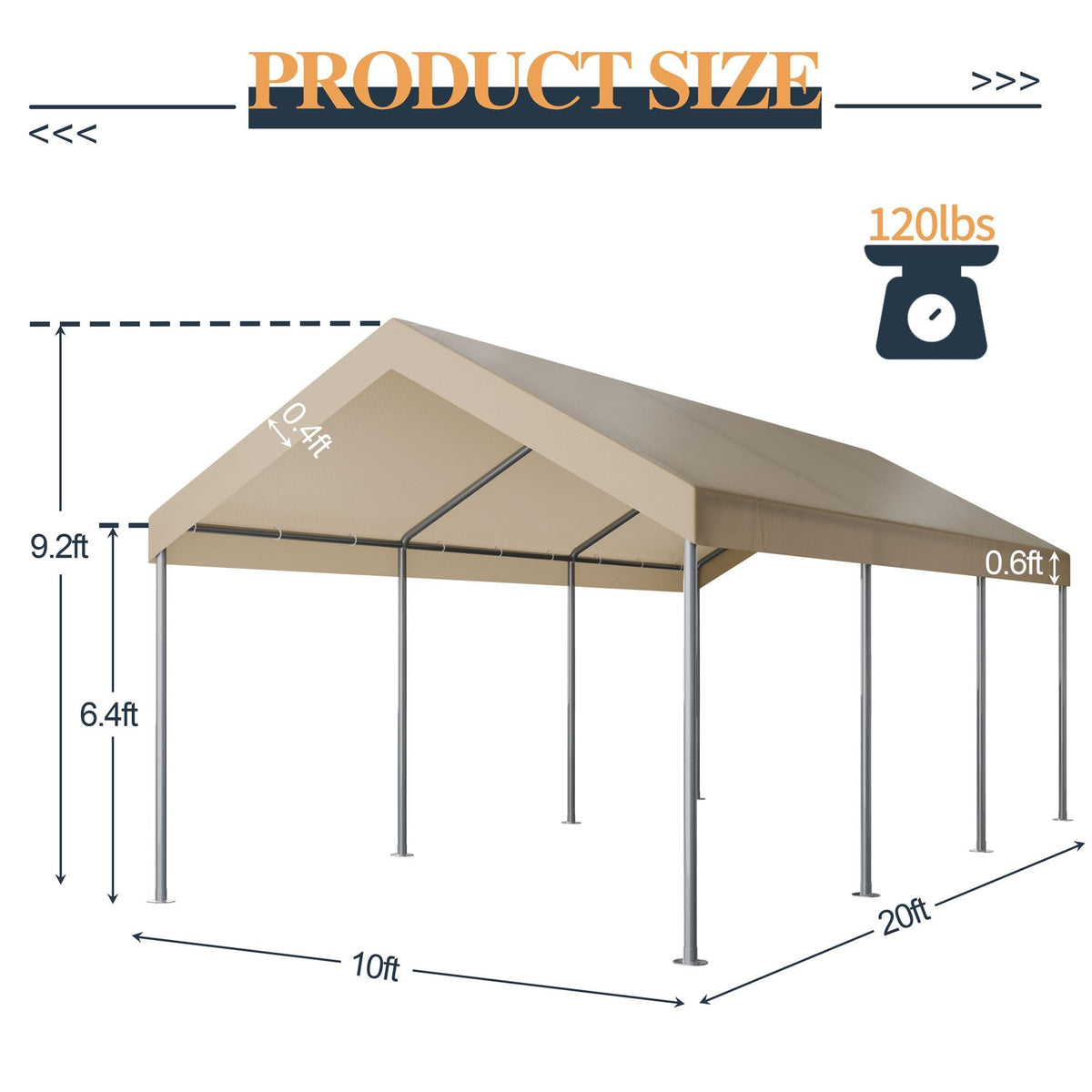 Shintenchi carport showing stable metal frame supports heavy-duty shelter for outdoor use.