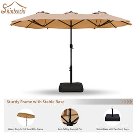 Shintenchi sturdy frame and steel pole resist breezes for safer outdoor use.