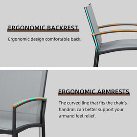 Shintenchi textilene-seat bistro chair, cool and breathable for warm days