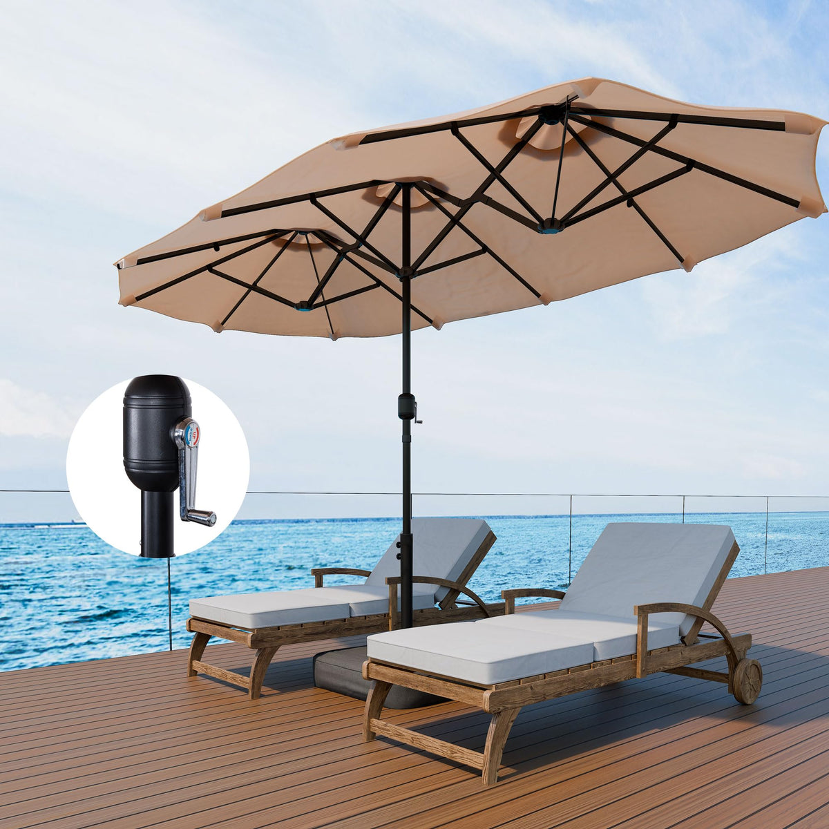 Shintenchi UV-protected polyester canopy resists fading for long-lasting outdoor shade.